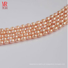 7-8mm Pink Rice Shape Freshwater Pearl Strands